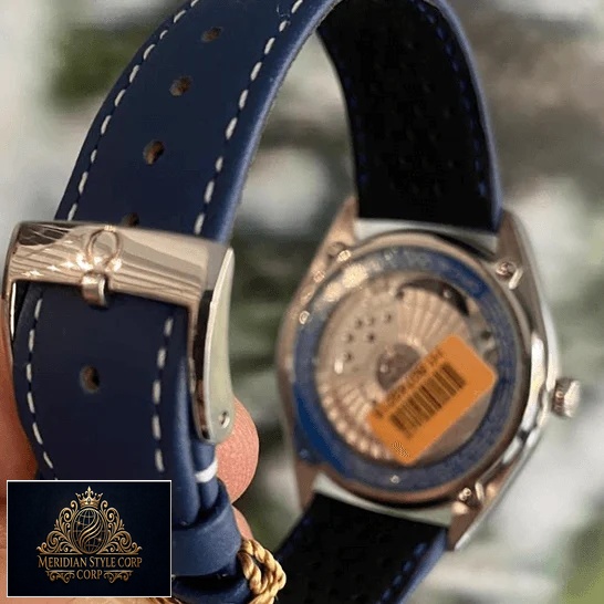 Omega Seamaster Master Co Axial Blue Rubber Bracelet Steel Clasp Replica upside view