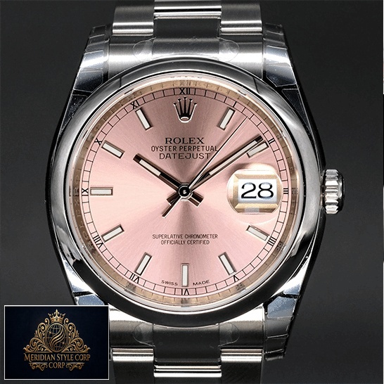 Rolex Datejust 116200 Pink Dial Replica close analog view