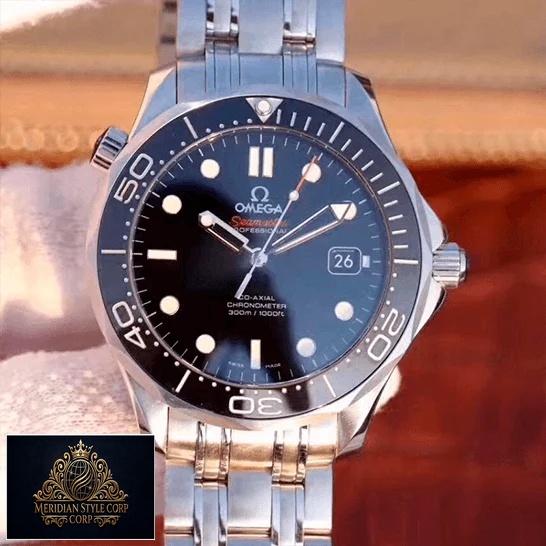 Omega Seamaster Professıonal Black Dial Steel Replica on the glove hand