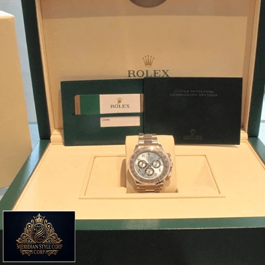 Rolex Daytona Platinum Ice-Blue Dial 116506-0001 Replica & Guarantee Card in the Rolex Box