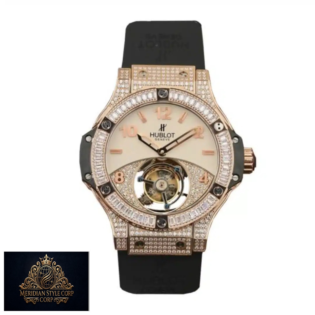 Hublot geneve gold diamond tourbillion replica white background