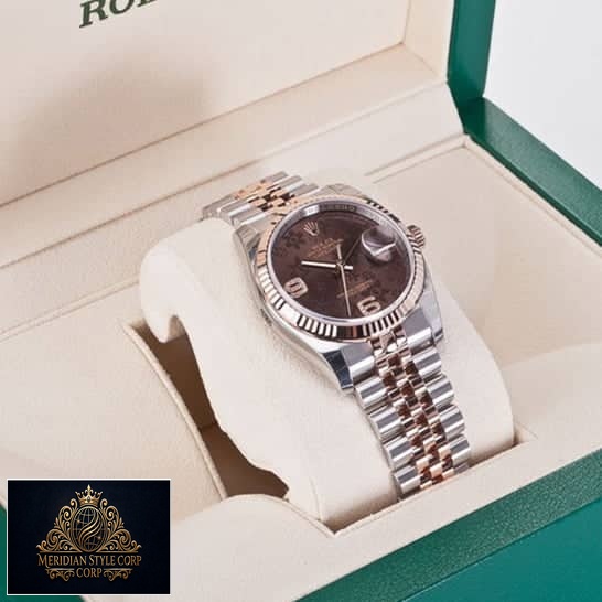 Rolex Datejust 36 Chocolate Floral Dial 116231-0105 Jubilee Replica in the Green Rolex Box
