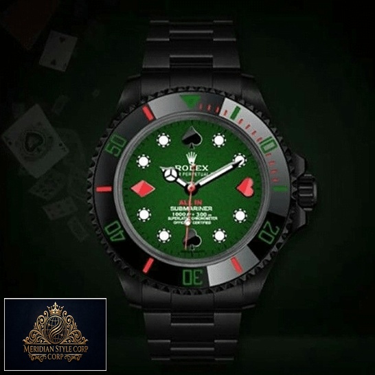 Rolex 114060 Submariner Poker Green Dial Replica poker card background