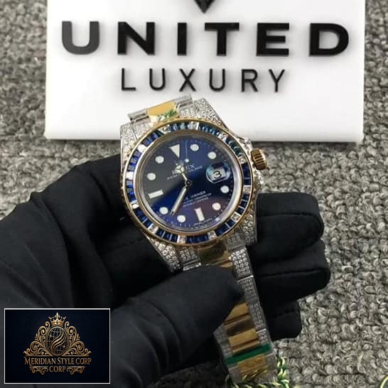 Rolex Submariner 18038 Blue Dial Gem-Set Bezel Replica