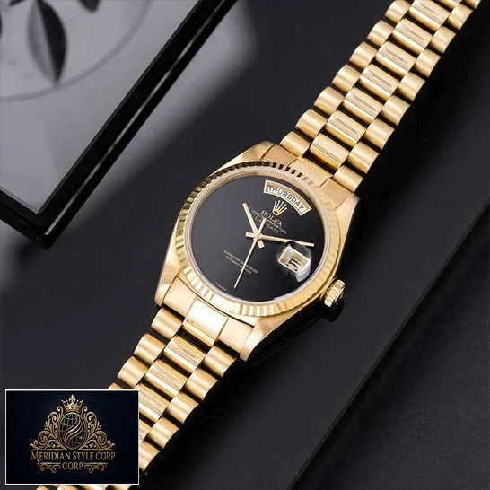 Rolex Day-Date 18038 "Onyx Dial" Authentic Replica Edition rolex day date onyx dial 18038 bulang jubilee replica left