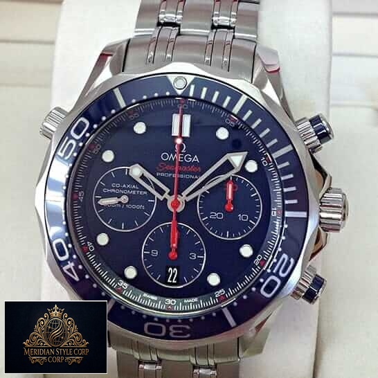 Omega Seamaster Blue Dial Stainless Steel Replica red second hand