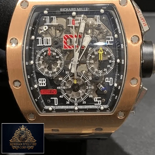 Richard Mille Rose Gold Bezel Black Dial Replica front view