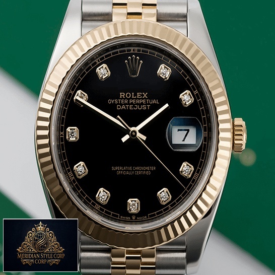 Rolex Datejust 12633BKDJ Yellow Gold Fluted Bezel Black Dial Replica