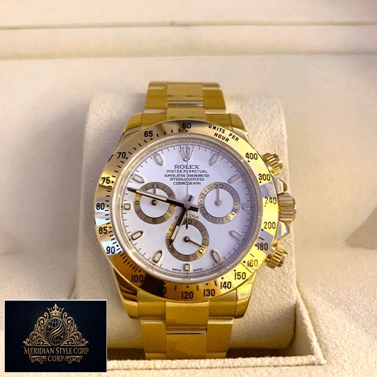 Rolex Daytona 116528 Yellow Gold Bezel White Dial Oyster Replica