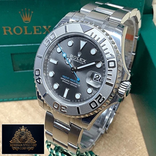 Rolex Yacht Master 268622 Steel Platinum Grey Dial Replica next to box