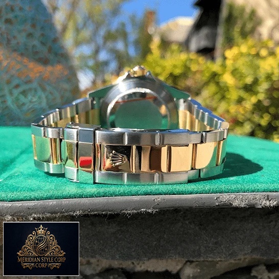 Rolex Submariner 16613 Two Tone Stainless Steel Bracelet Fold Clasp on the Rolex Logo Replica