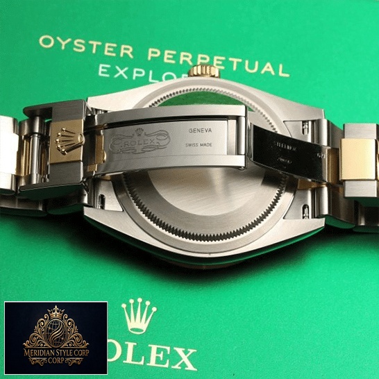 Rolex 2021 Explorer 124273 Two Tone Bracelet Replica Open Fold Clasp on the Rolex Box
