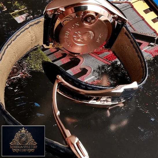 Omega 528.53.44.21.03.001 De Ville Tresor Leather Black Bracelet Replica opened clasp