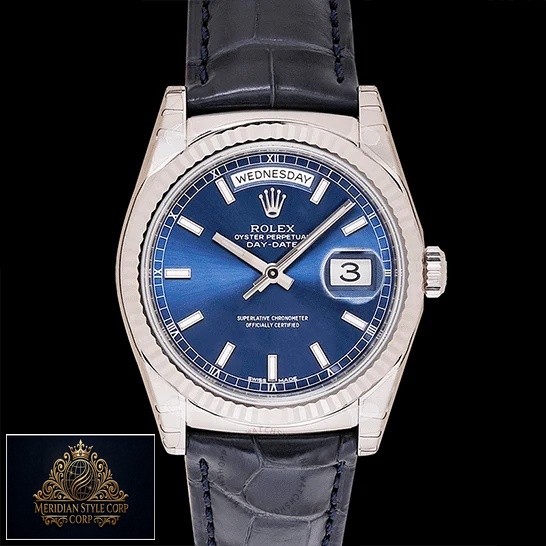 Rolex Day-Date 118139-0004 V5 Blue Dial Replica in Black backround