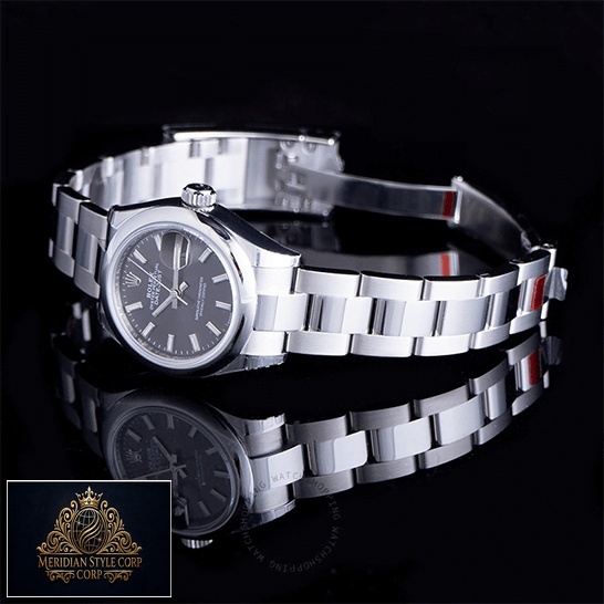 Rolex Datejust 279160 Grey Dial Oyster Replica side view & black background