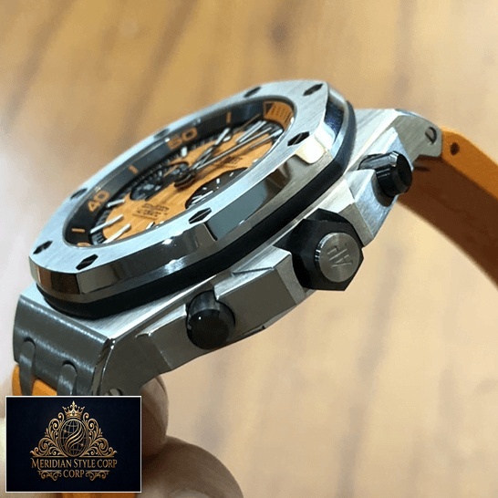 Audemars Piguet Stainless Steel Bezel Crown Push Button Replica side view