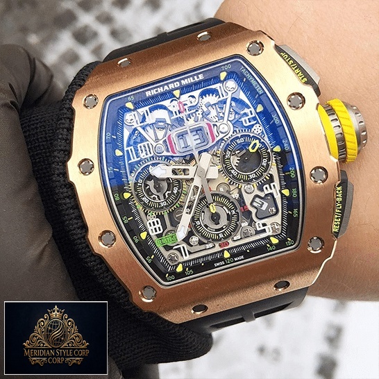 Richard Mille RM01103 Rose Gold Bezel Replica on the man wrist