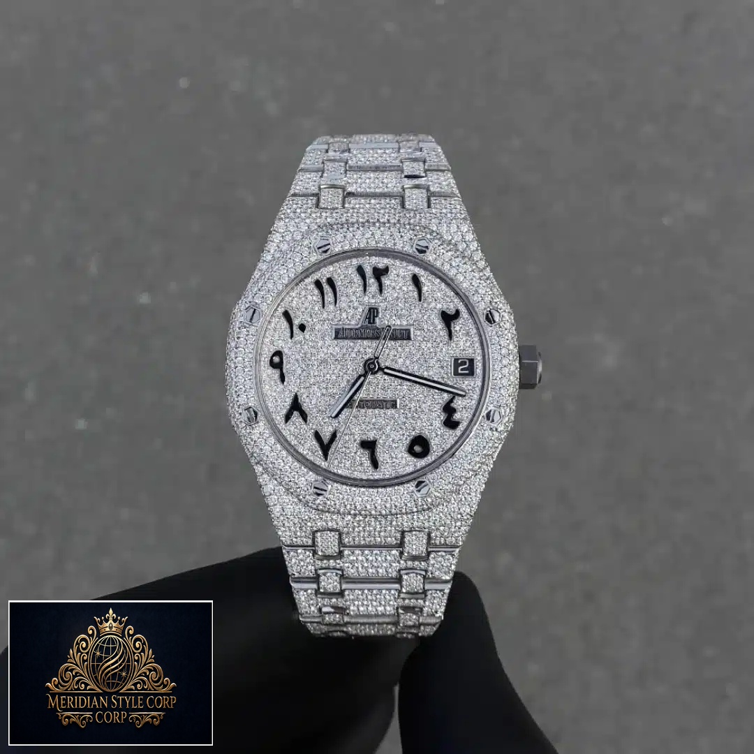 AP Royal Oak 15500ST.OO.1220ST.04 Replica Dial Gem-Set and Arabic Numerial & Full Iced Out