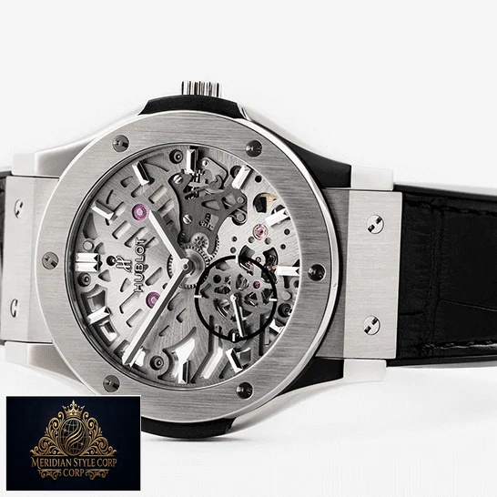 Hublot Classic Fusion Stanless Steel Case Black Rubber Bracelet Replica white background