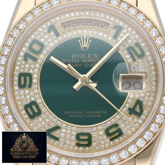 Rolex Datejust 118348 Replica dial is green with Diamond and Arabic numerals