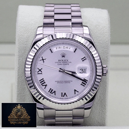 Rolex Day-Date 218239-0041 "White Roman Dial" First-Class Clone rolex day date218239 0041 replica front