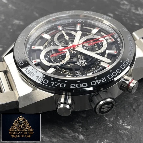 Tag Heuer Carrera Calibre Red Second Hand Black Bezel Replica crown / push button