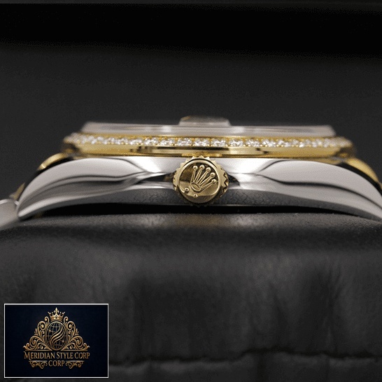 Rolex Datejust Mother Of Pear Diamond 116243 Replica crown & black background