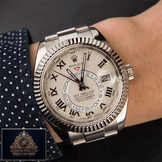 Rolex Sky-Dweller White Dial 326939 Replica on his arm