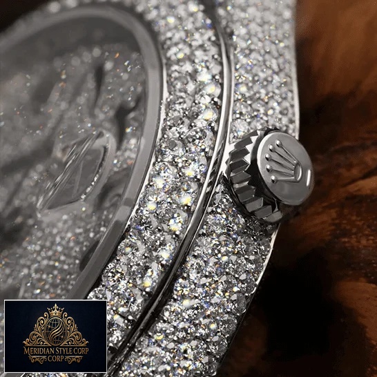 Rolex Datejust 116300 Iced Out Crown Pusher Replica