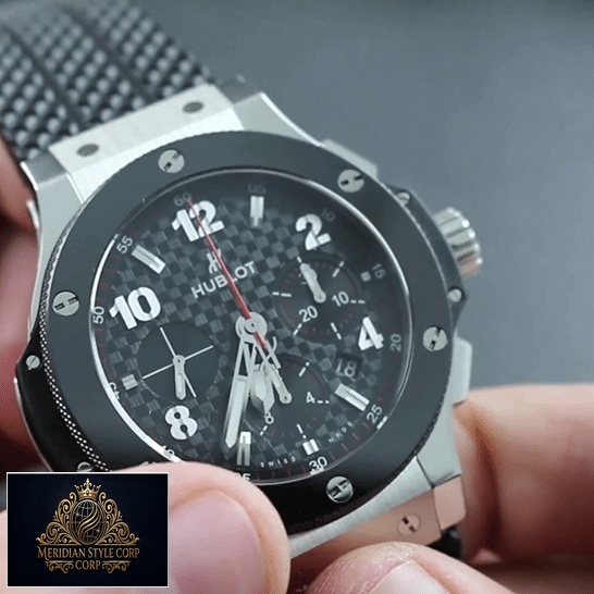 Hublot Big Bang Steel Dial Bracelet Black Replica red second hand