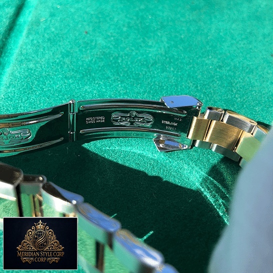 Rolex Submariner 16613 Two Tone Stainless Steel Gold Diamond Replica open fold clasp