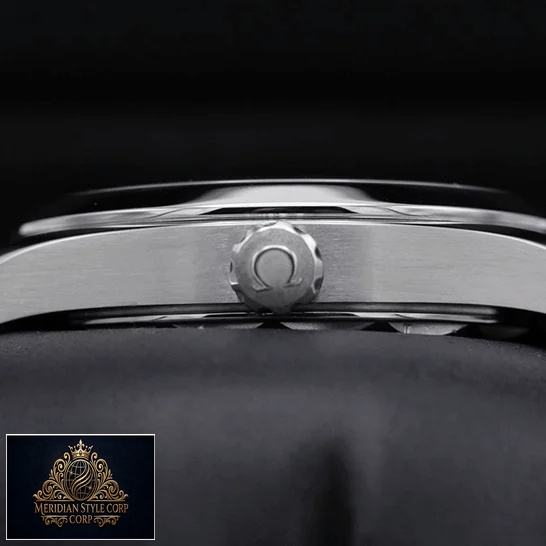 Omega 220.12.41.21.02.002 Stainless Steel Replica crown on the omega logo