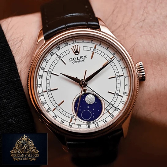 Rolex Cellini 50535 Moonphase White Dial Replica on the man wrist