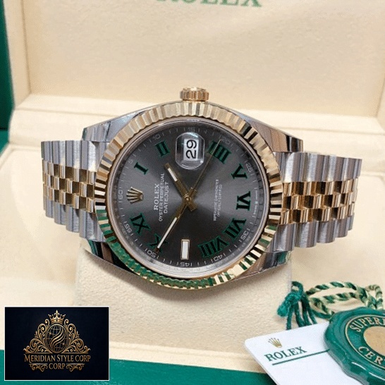 Rolex Datejust 36 Wimbledon Yellow Gold Fluted Bezel Jubilee Replica in the Rolex Box