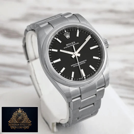 Rolex Oyster Perpetual Black Dial Replica ceramic background