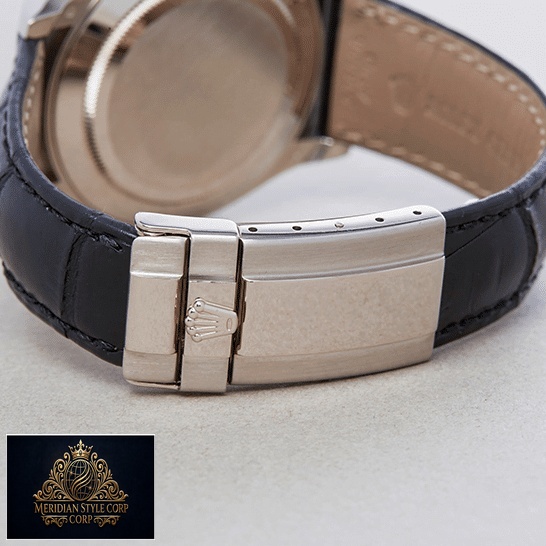 Rolex Daytona 116519 Leather Bracelet Stainless Steel Fold Clasp on the Rolex Logo Replica