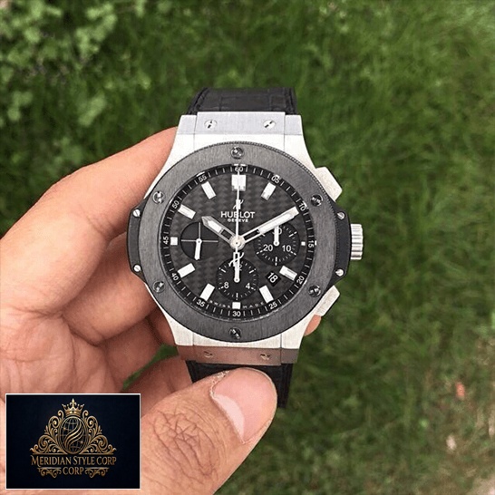 Hublot Big Bang Steel Ceramic Black Dial Replica grass background