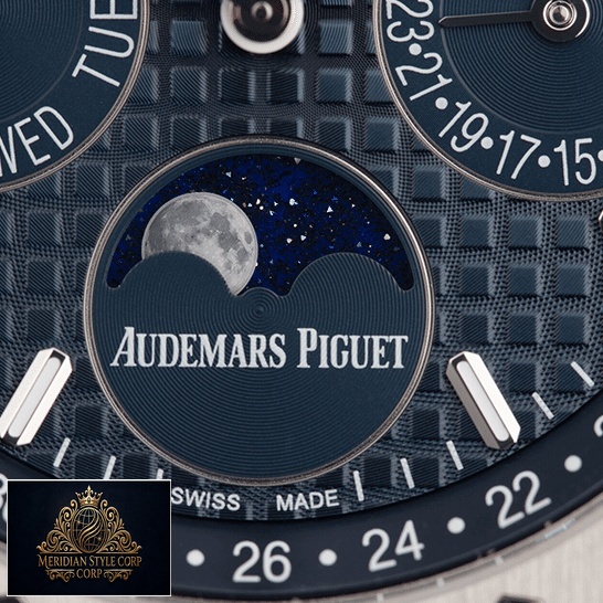 Audemars Piguet Royal Oak Blue Dial Replica moon close view