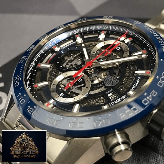 Tag Heuer Carrera cAR201T.BA0766 Black Dial Blue Bezel Red Second Hand Replica