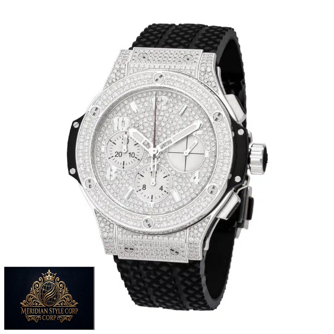 Hublot 301.CX.130.RX Diamond replica bracelet is a black rubber
