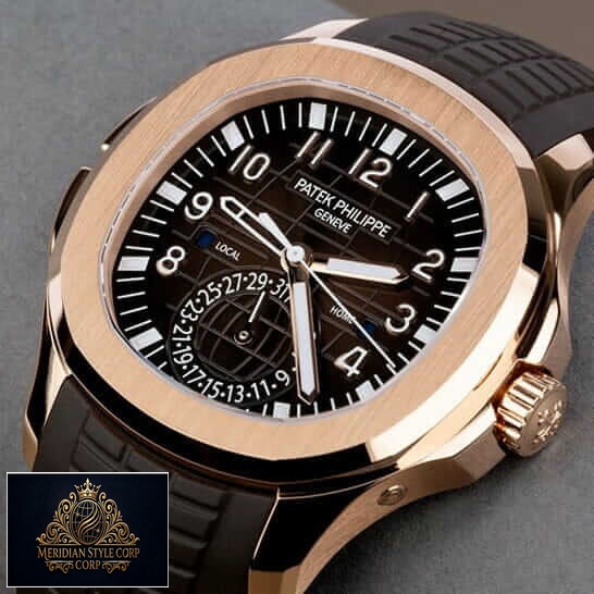 Patek Philippe Geneve Travel Time Brown Dial Gold Case Replica grey background