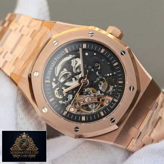 Audemars Piguet Royal Oak Skeleton Black Dial Replica on the hand