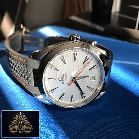 Omega Aqua Terra 220.12.41.21.02.002 White Dial Replica on the blue carpet