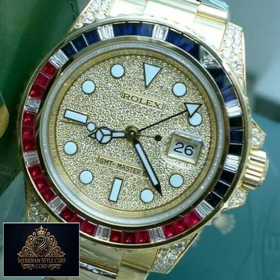 Rolex GMT Master II 116758 SARU Yellow Gold Diamonds Dial Gem-Set Replica