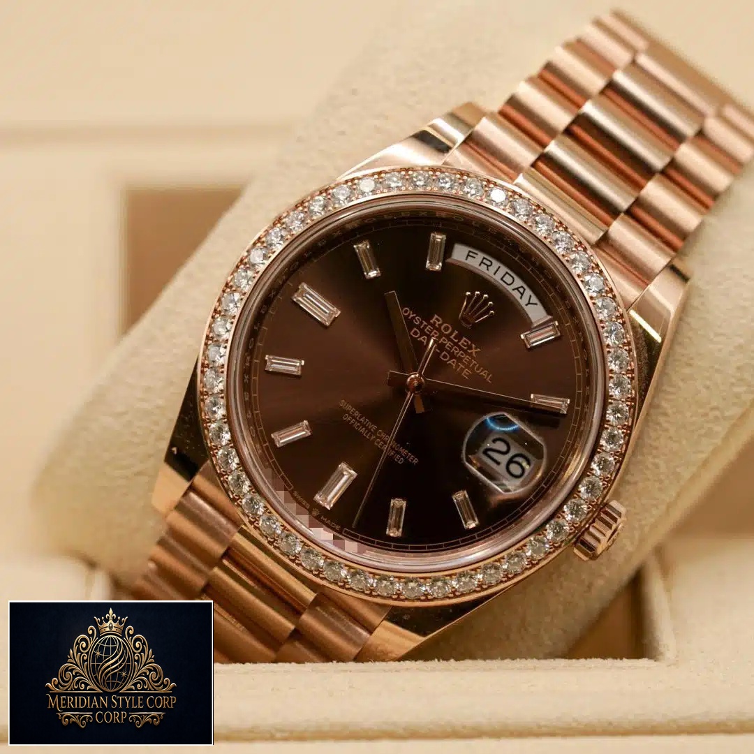 Rolex Day-Date 40 228345RBR Chocolate Dial Diamond Indices Replica