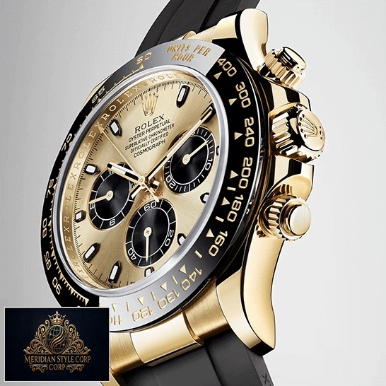 Rolex Daytona 116518LN Yellow Gold Button & Crown Pusher Black Bezel Replica