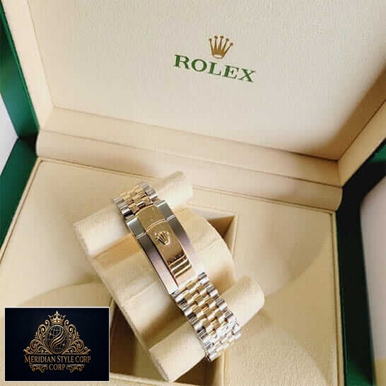 Rolex Steel Gold 126283RBR Replica upside view and in the rolex box