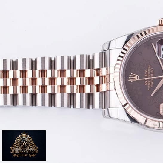 Rolex Datejust 36 116231 Chocolate Floral Dial Two Tone Jubilee Bracelet Replica