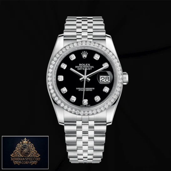 Rolex Datejust 116234 "Black Dial" Premium Clone rolex datejust 279384RBR white gold automatic dark grey diamond dial jubilee replica front