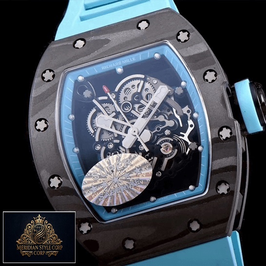 Richard Mille RM055 Carbon Bezel Skeleton Dial Replica black background